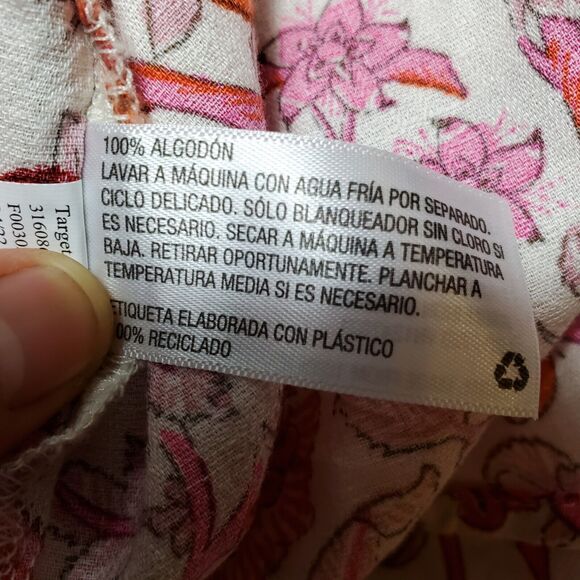 Knox Rose Top Women's XXL Floral Multicolor Print Tie Front Peasant Smocked NWT - Picture 10 of 10